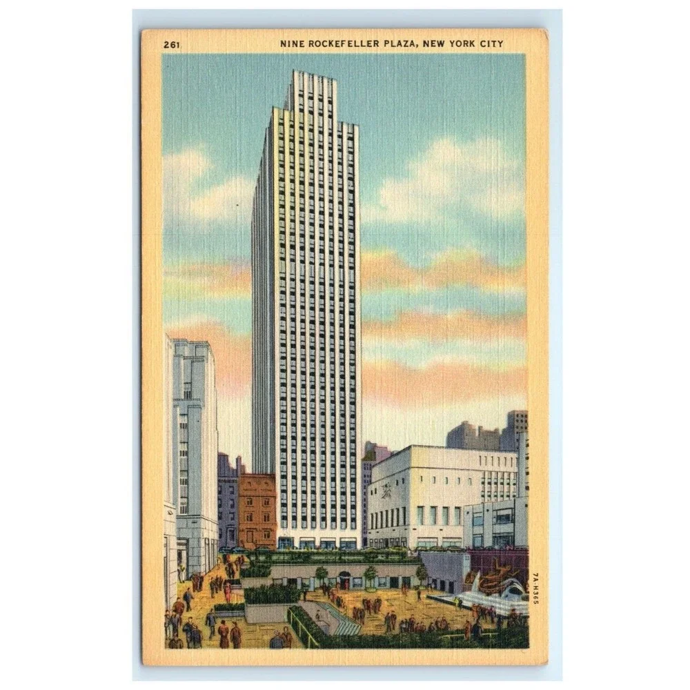 Vintage Postcard Nine Rockefeller Plaza Center New York City‎ NY USA Curteich